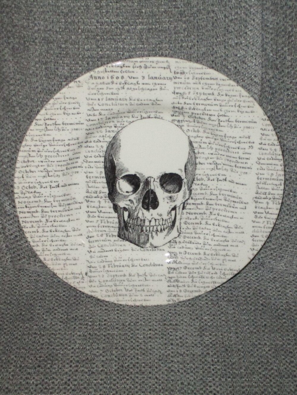 ROYAL STAFFORD Halloween SKULL SCRIPT 8.5" Salad  PLATE